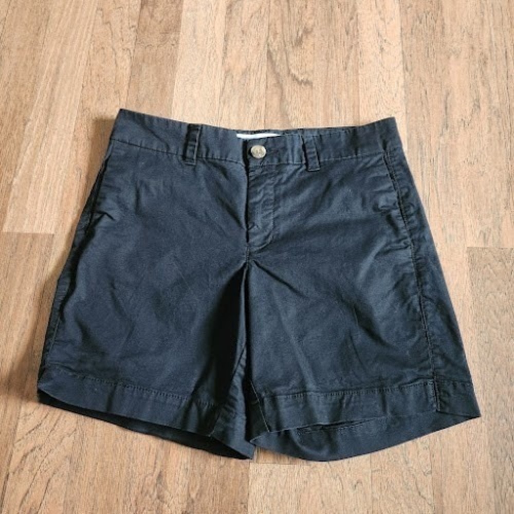 Old Navy Everyday Shorts Womens 0 Black Chino Mid Rise Cotton Stretch Casual 479